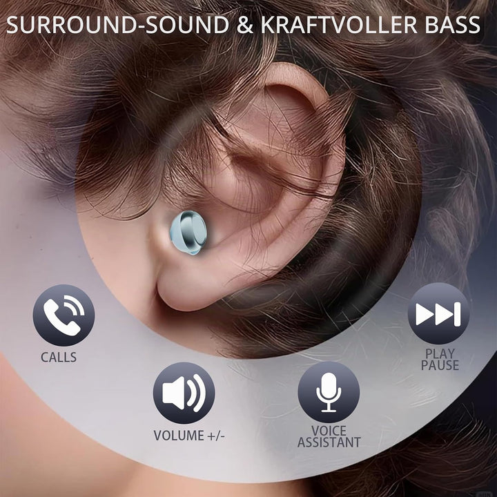 Mini Schlafkopfhörer Bluetooth 5.4 Kopfhörer, 2025 Neue in Ear Kopfhörer Kabellos mit 25 Stunden Akk
