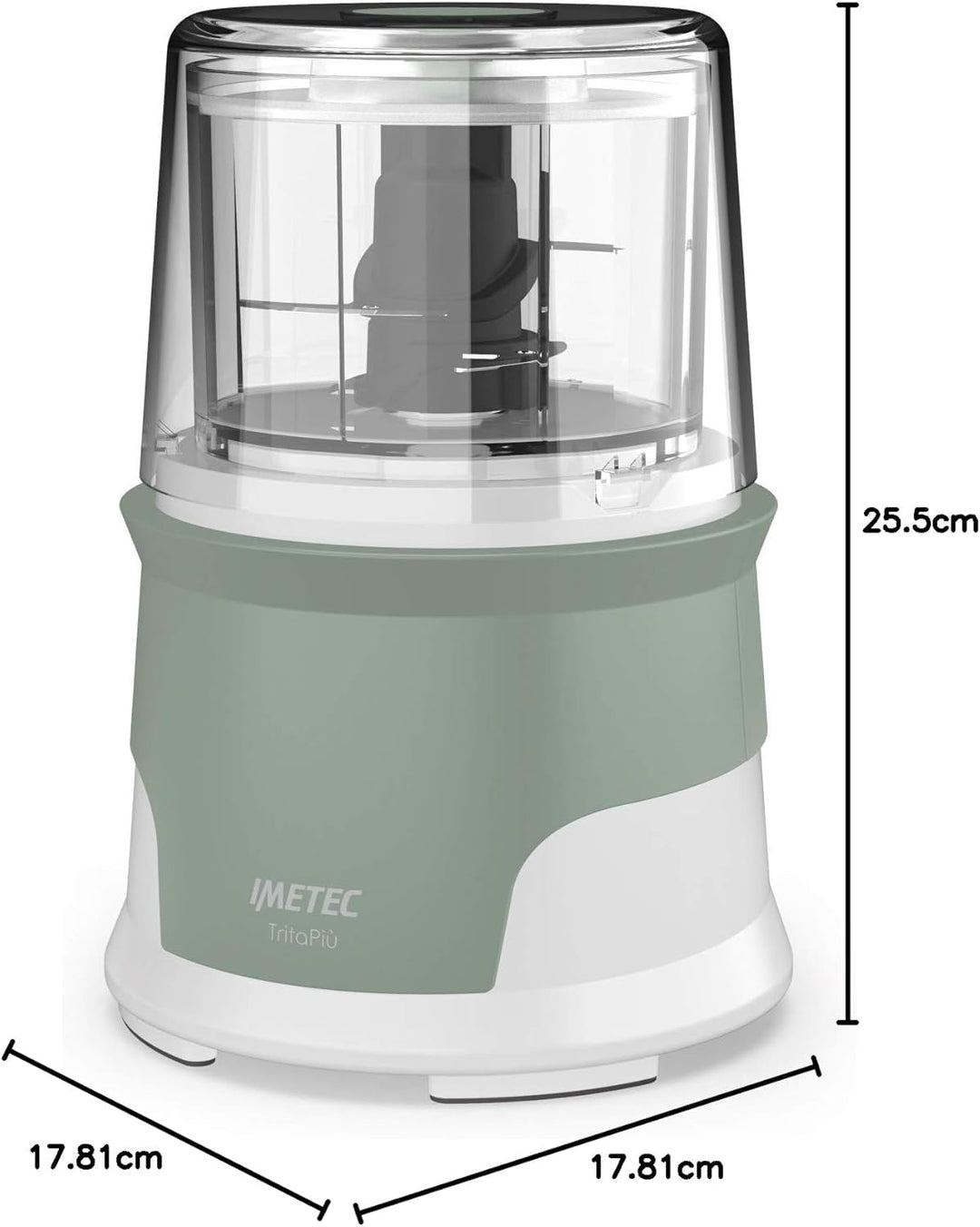 Imetec Tritapiù Zerkleinerer, 4 Edelstahlklingen, grosser Behälter 600 ml, 18 U / min, Druckbetrieb,