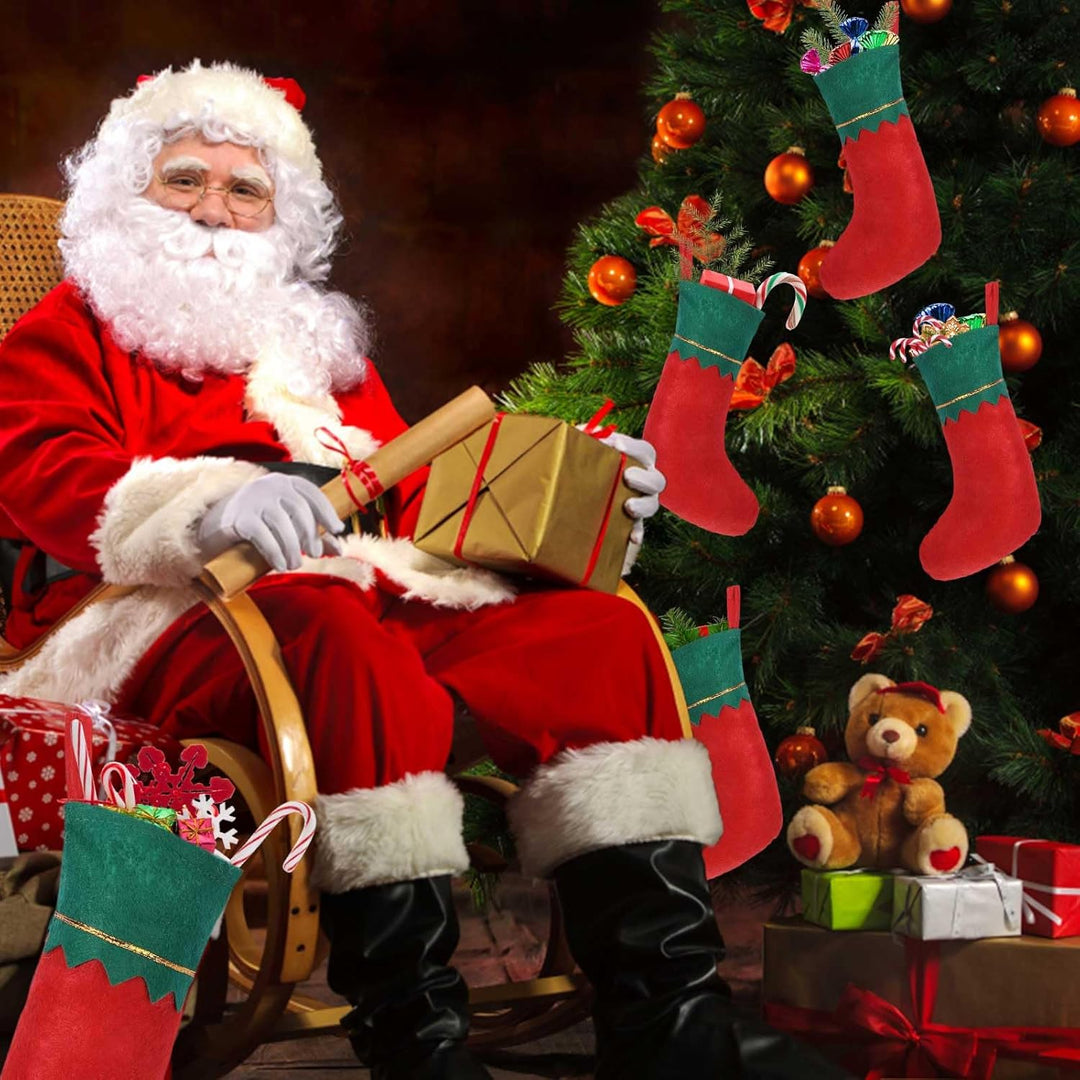 12 Stück Weihnachtssocken Zum Befüllen,Nikolaussocken Zum Befüllen,Weihnachtsstrümpfe Kamin für den