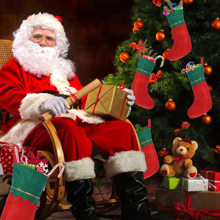 12 Stück Weihnachtssocken Zum Befüllen,Nikolaussocken Zum Befüllen,Weihnachtsstrümpfe Kamin für den