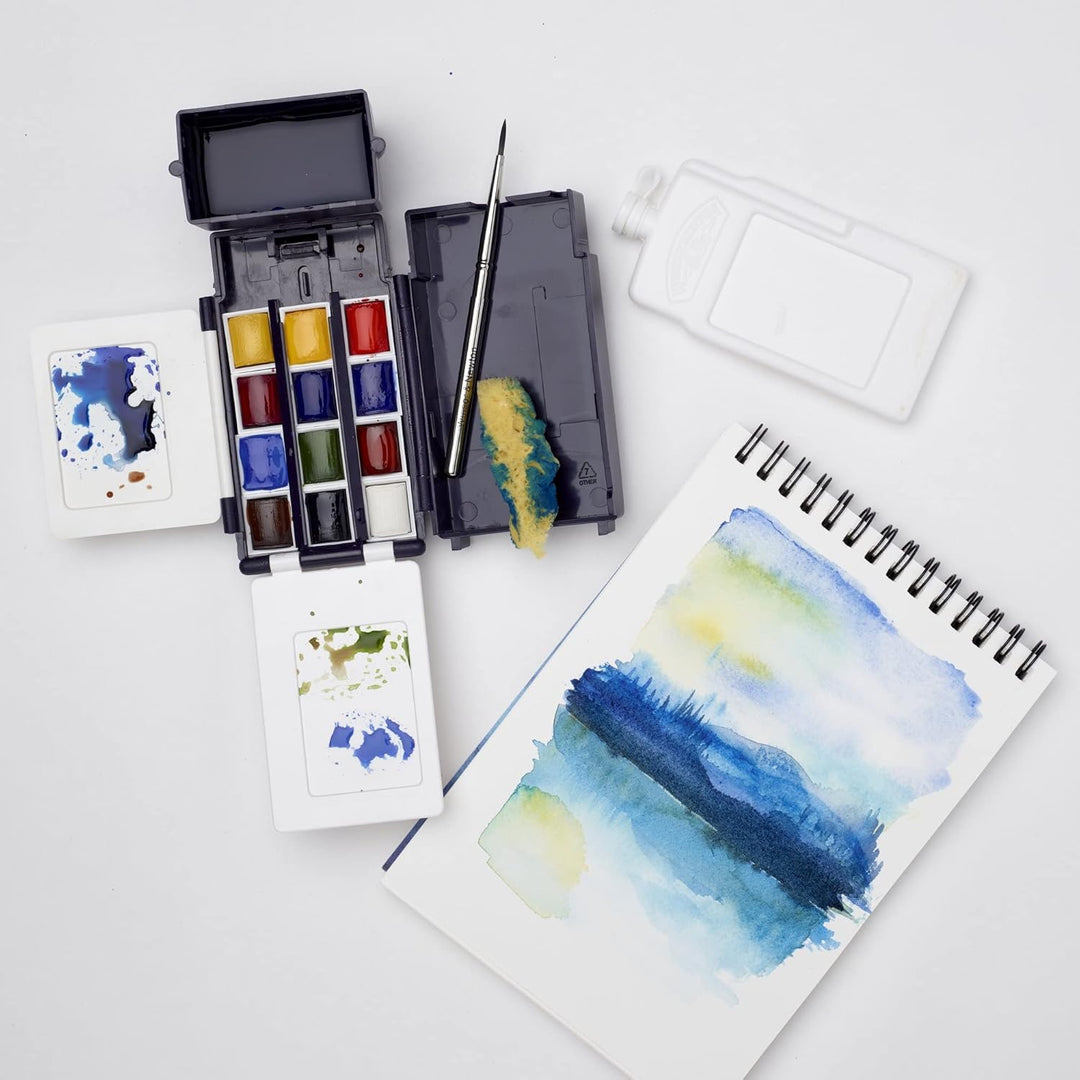Winsor &amp; Newton 0390639 Cotman Field Box Aquarellfarben Set, lebendige Wasserfarben mit hoher Lichte