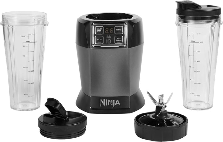 Ninja Mixer mit Auto-iQ [BN495EU] 1000 W, 2 x 700-ml-Becher, Schwarz/Silber Blender, Tritan, 700