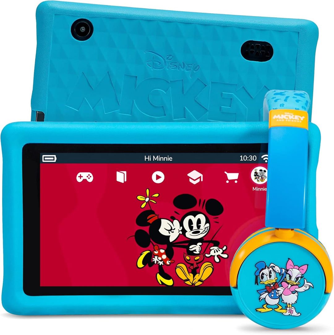 Disney Mickey & Friends Bundle - 7" Pebble Gear Kids Tablet mit Bumper & Kopfhörer, elterliche Kontr