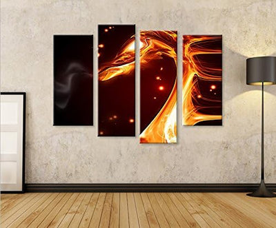 islandburner Bild Bilder auf Leinwand Feuer Drache 4er XXL Poster Leinwandbild Wandbild Dekoartikel