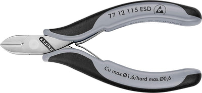 Knipex Elektronik-Seitenschneider ESD mit Mehrkomponenten-Hüllen 115 mm 77 12 115 ESD runder Kopf, m