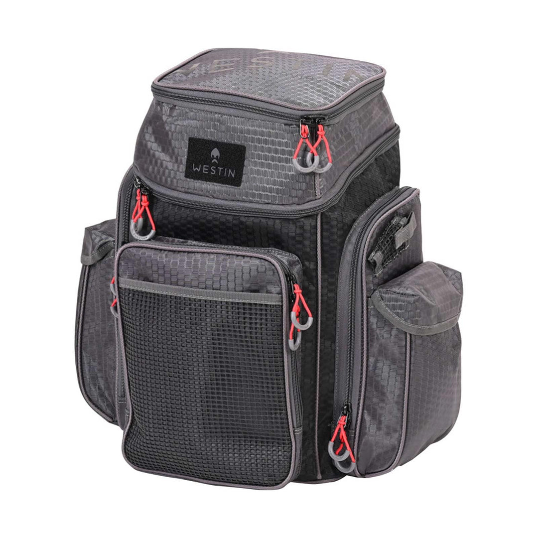 Westin W4 Backpack Plus 2 Boxes Large Titanium Black - Angeltasche, Kunstködertasche, Tasche für Kun