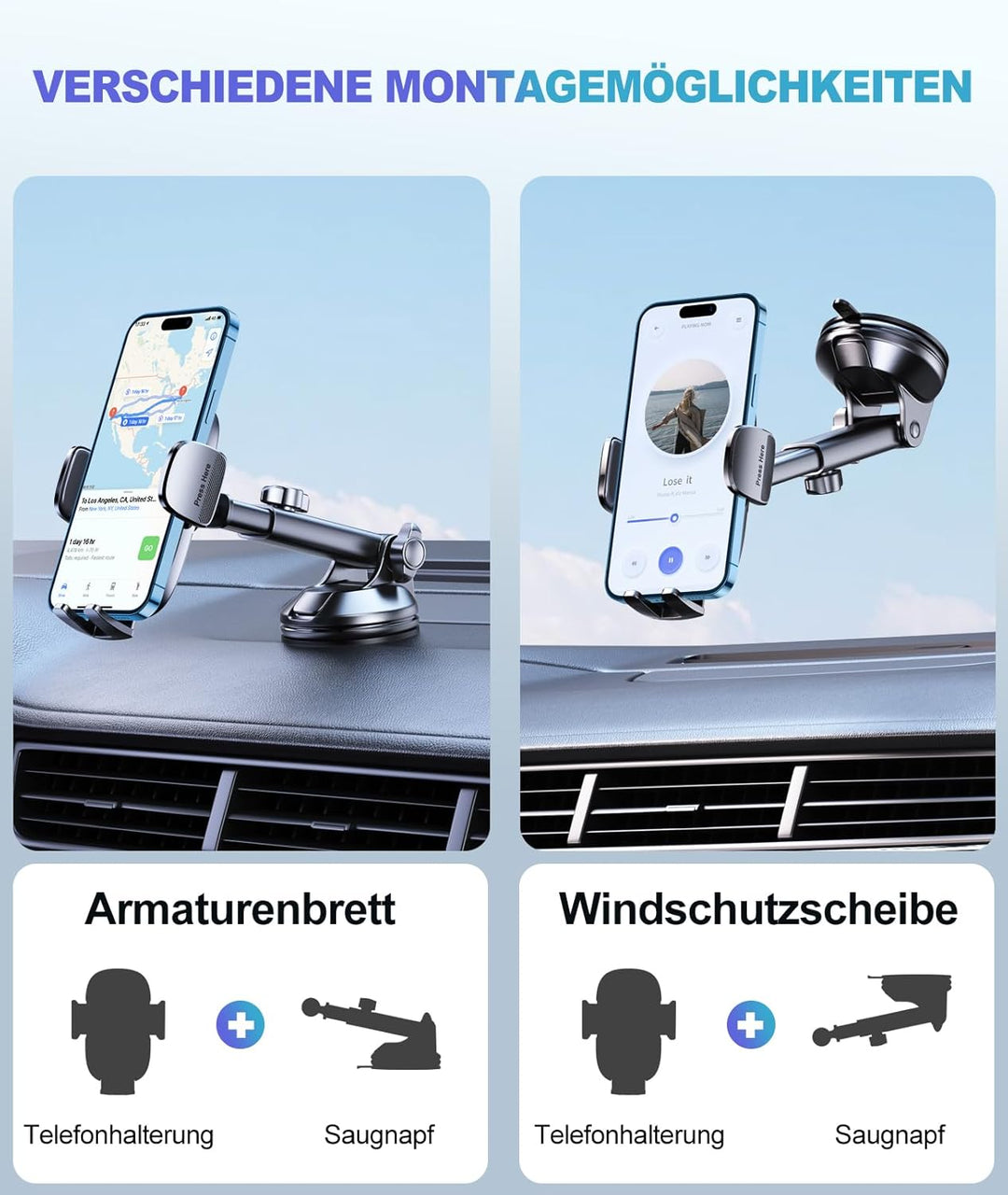Handyhalterung Auto, [Hervorragender Halt] 360° Drehbarer Handy Halterung Auto, Ultrastarke Klebrige