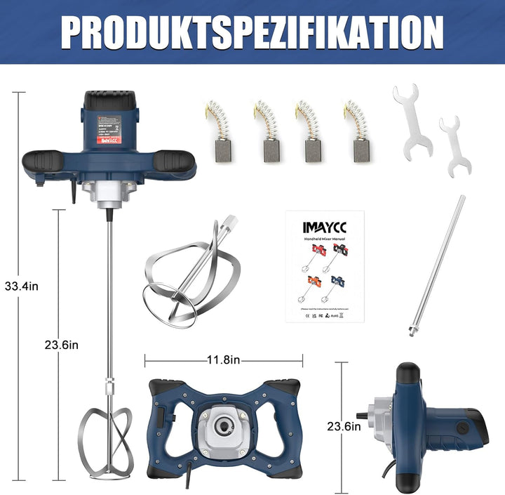 Neu Mörtelrührer, 2100W Betonmischer, Rührwerk Beton with 6 Speed, Quirl Mörtelrührer M14, Rührgerät