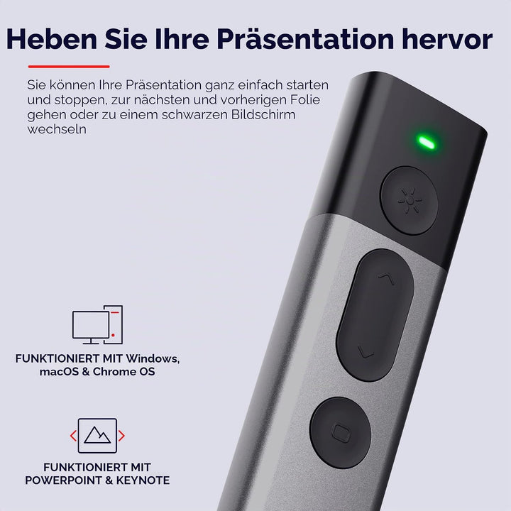 Trust Kazun Drahtlose Laser Präsentationshilfe mit 4 Powerpoint-Funktionen, Ultraflachen Design, Alu