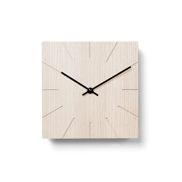 Natuhr Holzuhr Wanduhr Tischuhr Eiche Holz - Beam - geräuscharm Massivholz Design 17 x 17 cm (Eiche