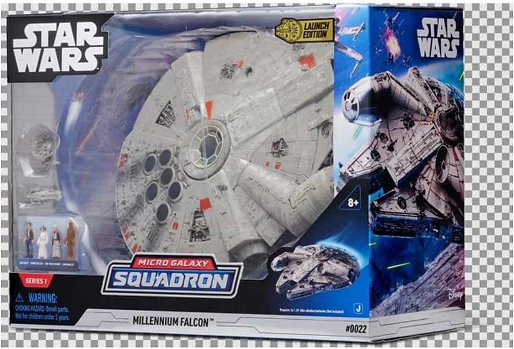Star Wars Micro Galaxy Squadron SWJ0022 - Millennium Falcon, offizielles 22,5 cm Fahrzeug mit Licht,