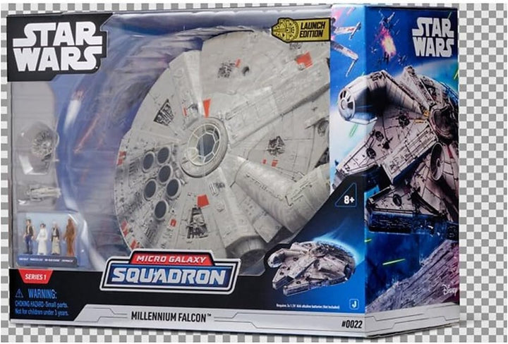 Star Wars Micro Galaxy Squadron SWJ0022 - Millennium Falcon, offizielles 22,5 cm Fahrzeug mit Licht,