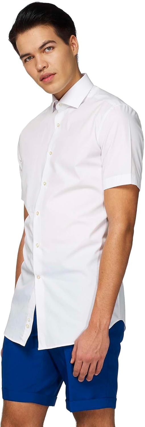 OppoSuits Herren-Kurzarmshirt – perfekt für den Sommer – schmale Passform M Shirt Short Sleeve White