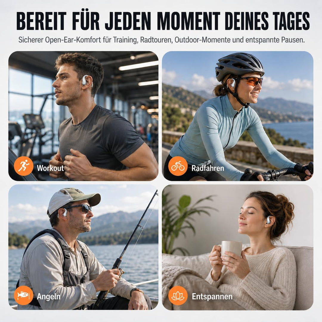 Kabellose Kopfhörer mit Ohrbügel, Bluetooth 5.5 Kopfhörer mit Mikrofon, In-Ear-Kopfhörer mit 13 mm H