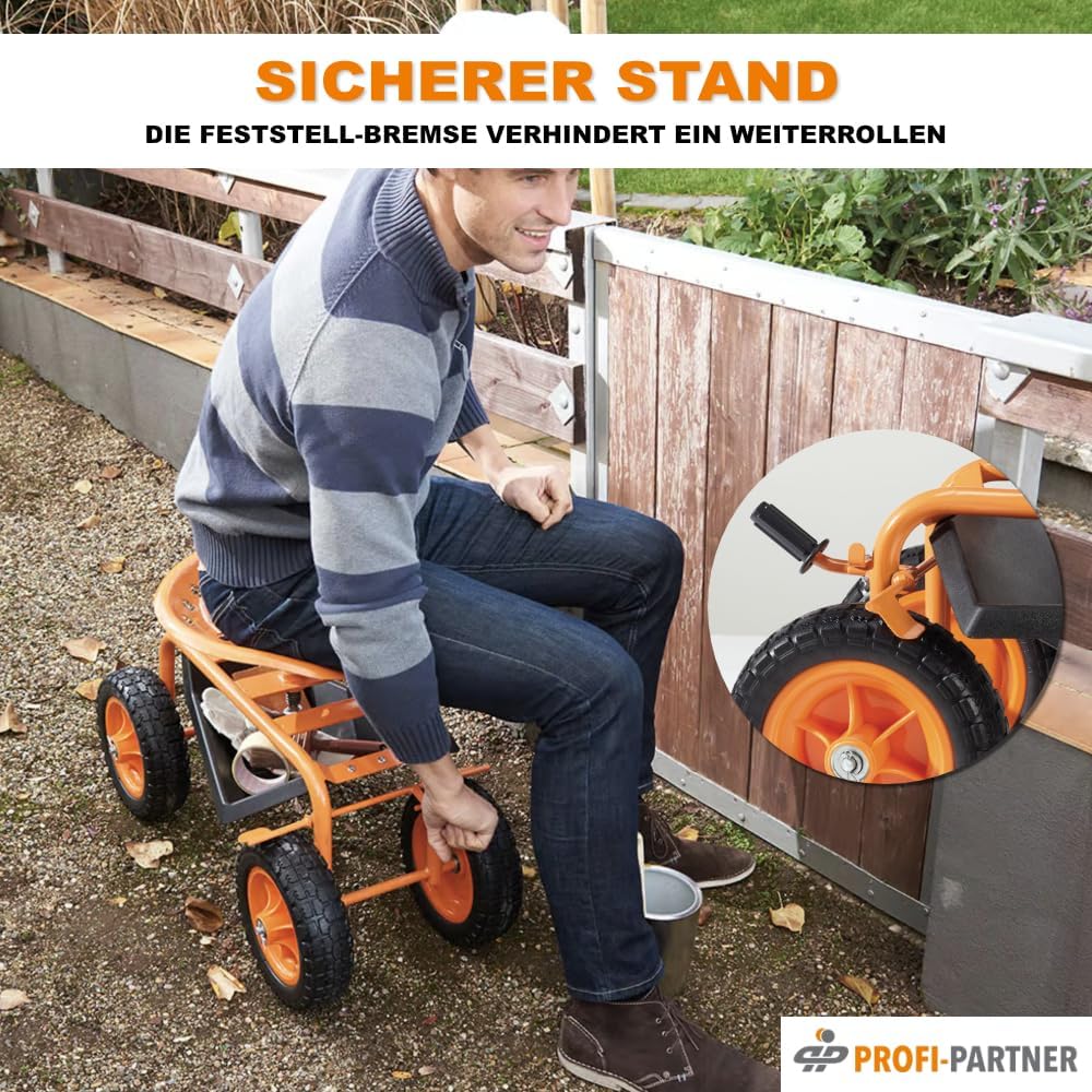Rollbarer Arbeitssitz/Rollsitz für Gartenarbeit | fahrbarer Sitz, Werkstattwagen, Hocker mit Rollen,