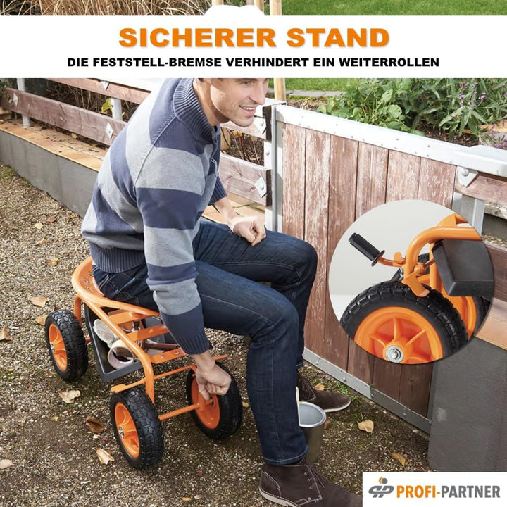 Rollbarer Arbeitssitz/Rollsitz für Gartenarbeit | fahrbarer Sitz, Werkstattwagen, Hocker mit Rollen,