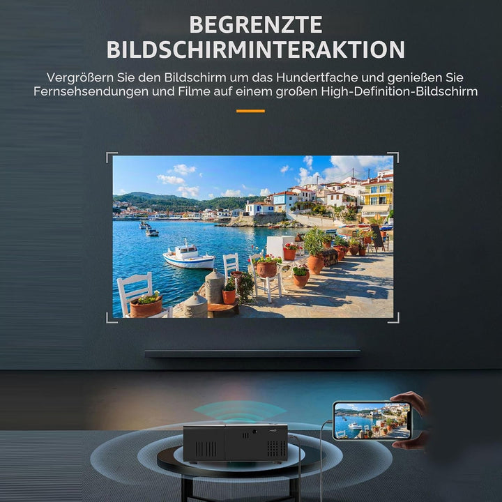 VBESTLIFE 1080p Full HD Tragbarer Filmprojektor, Eingebauter Lautsprecher, Kompatibel mit Dem Smartp