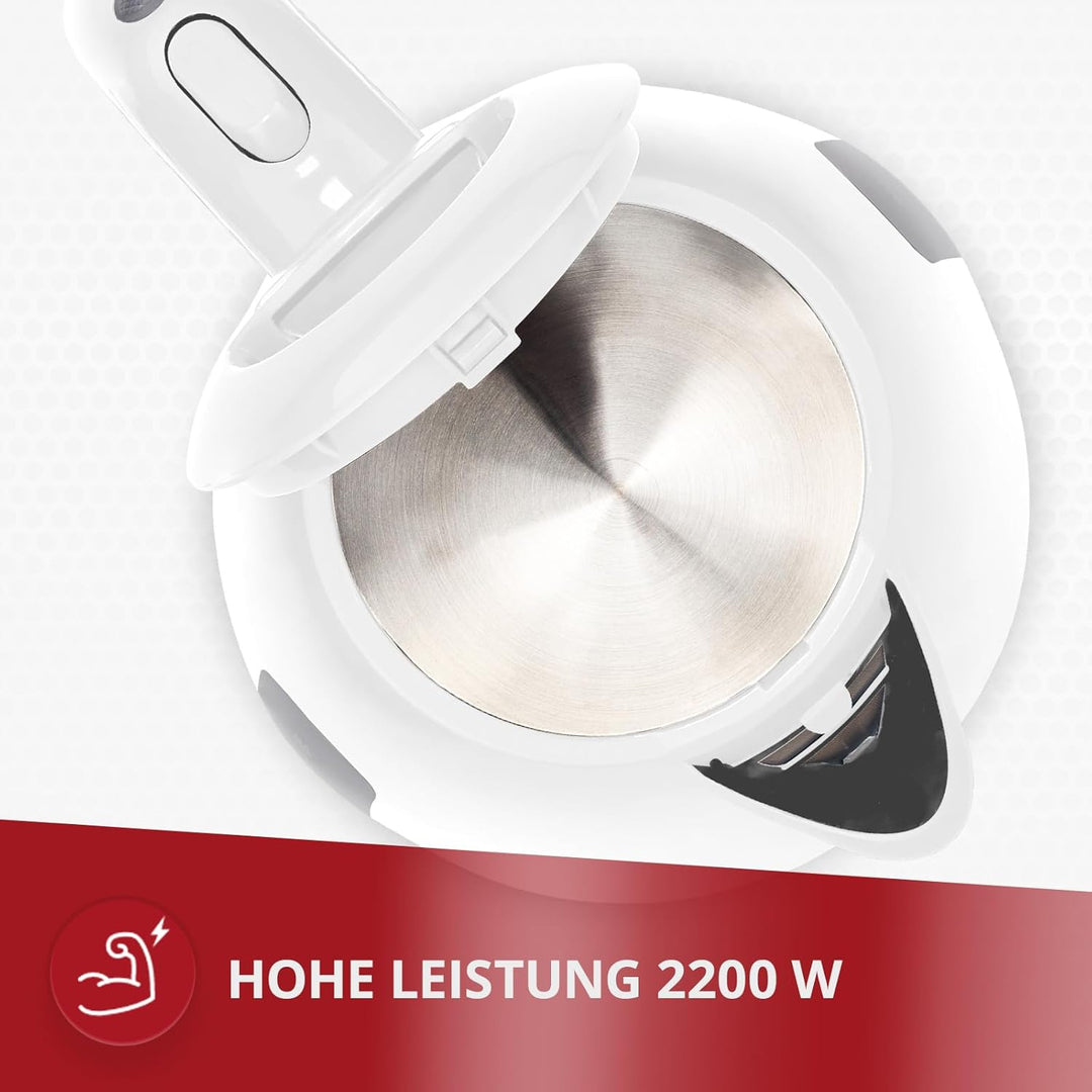 MPM MCZ-85 Elektrischer Wasserkocher, Fassungsvermögen 1,7 Liter BPA frei, Kabellos, 360°-Drehbasis,