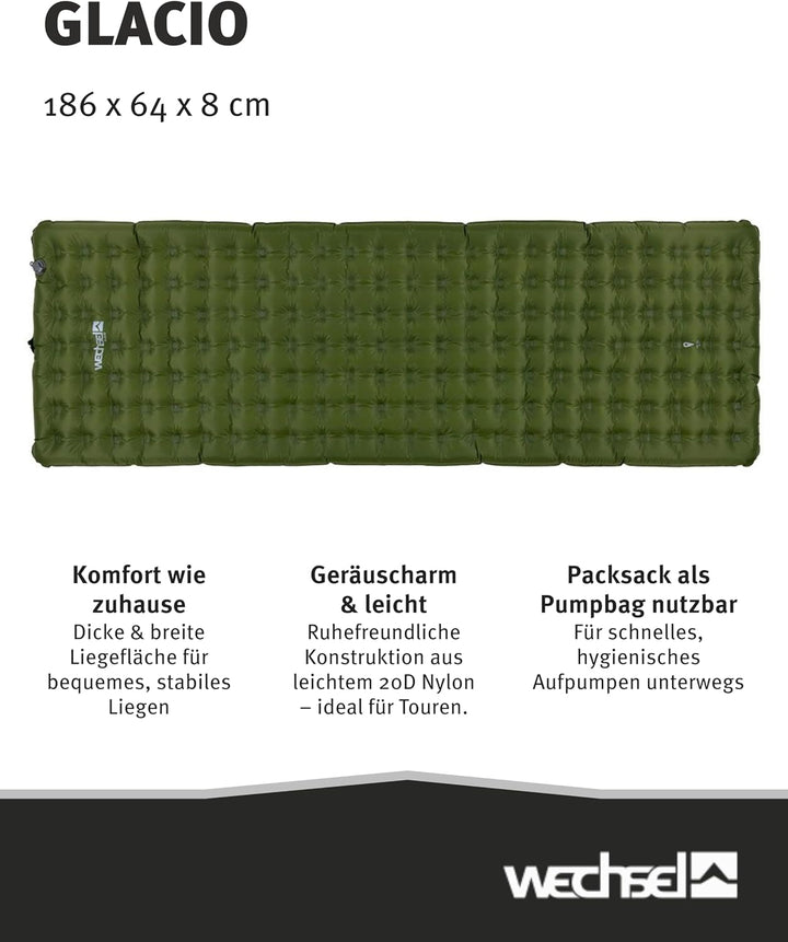 Wechsel Trekking Isomatte Glacio I 186 x 64 x 8 cm I Thermomatte mit hoher Isolationsfähigkeit I wär