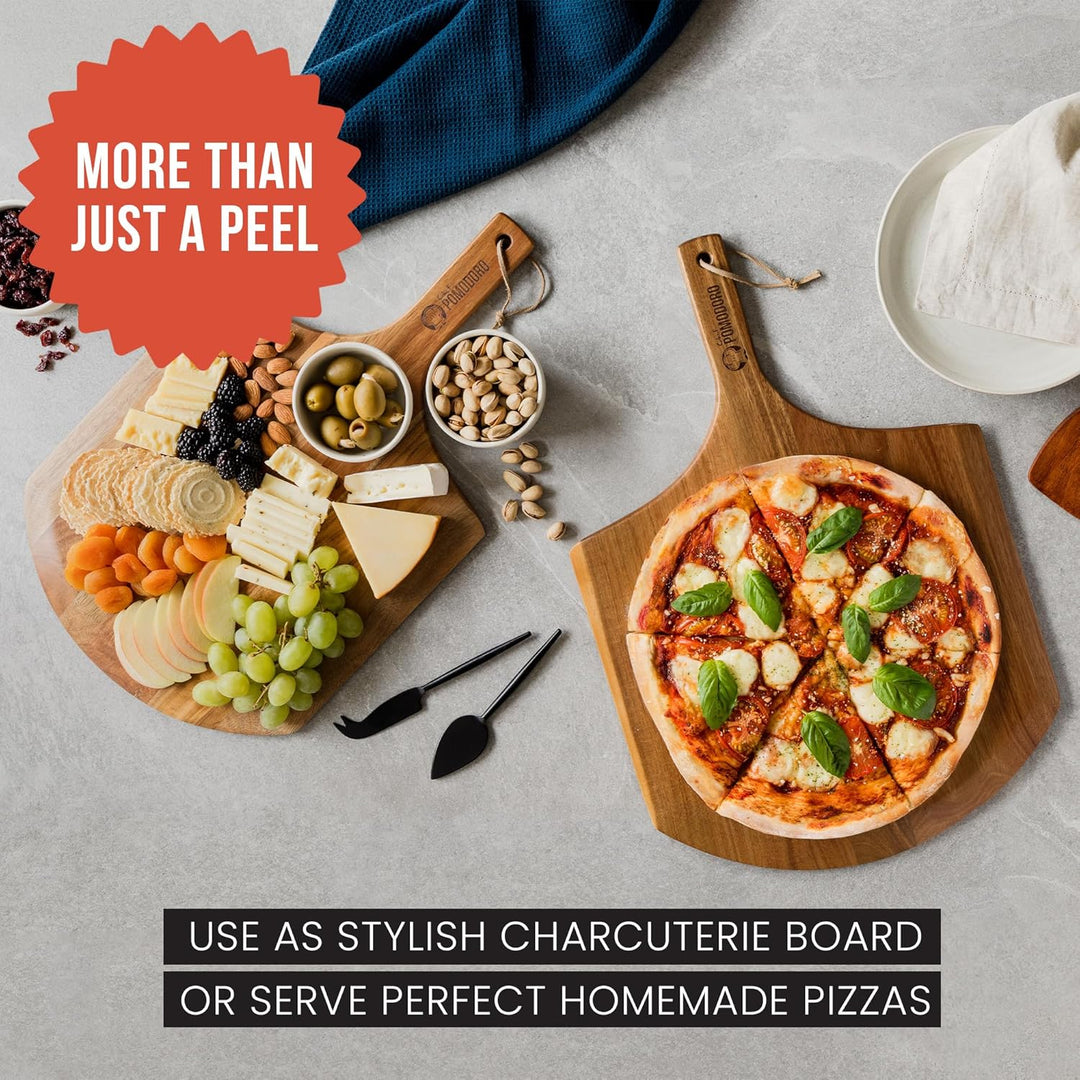 Chef Pomodoro - Pizzaschieber - 35,5 cm - Langer Griff um Verbrennungen zu vermeiden - leichte Pizza