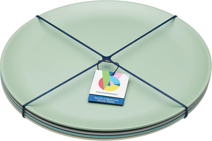 KitchenCraft 4er-Set Teller aus Melamin, mehrfarbige Teller aus der Colourworks Design Kollektion, B