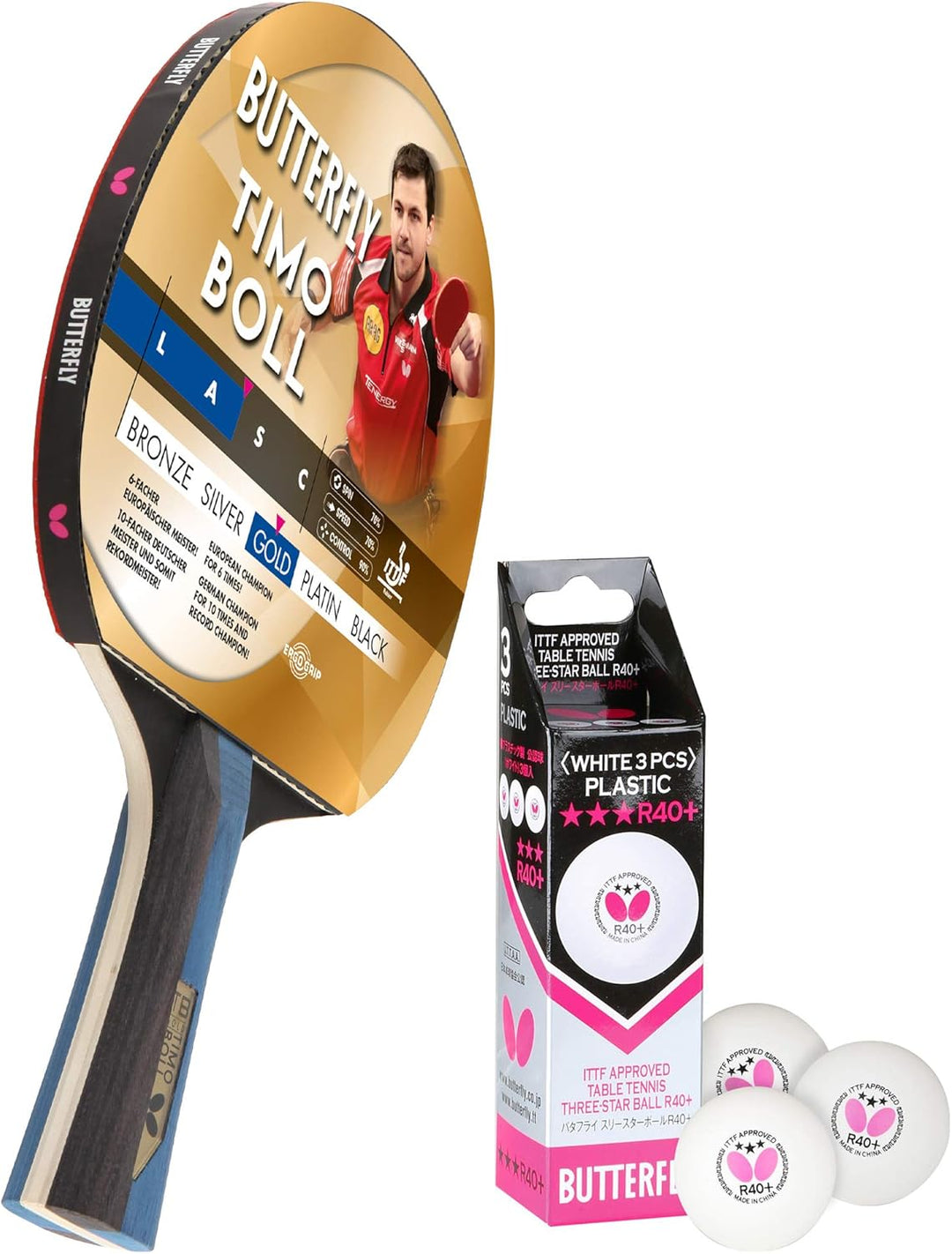 Butterfly® Timo Boll Gold Tischtennisschläger | Tischtennis Racket Bat TT Profi Wettkampfschläger fü