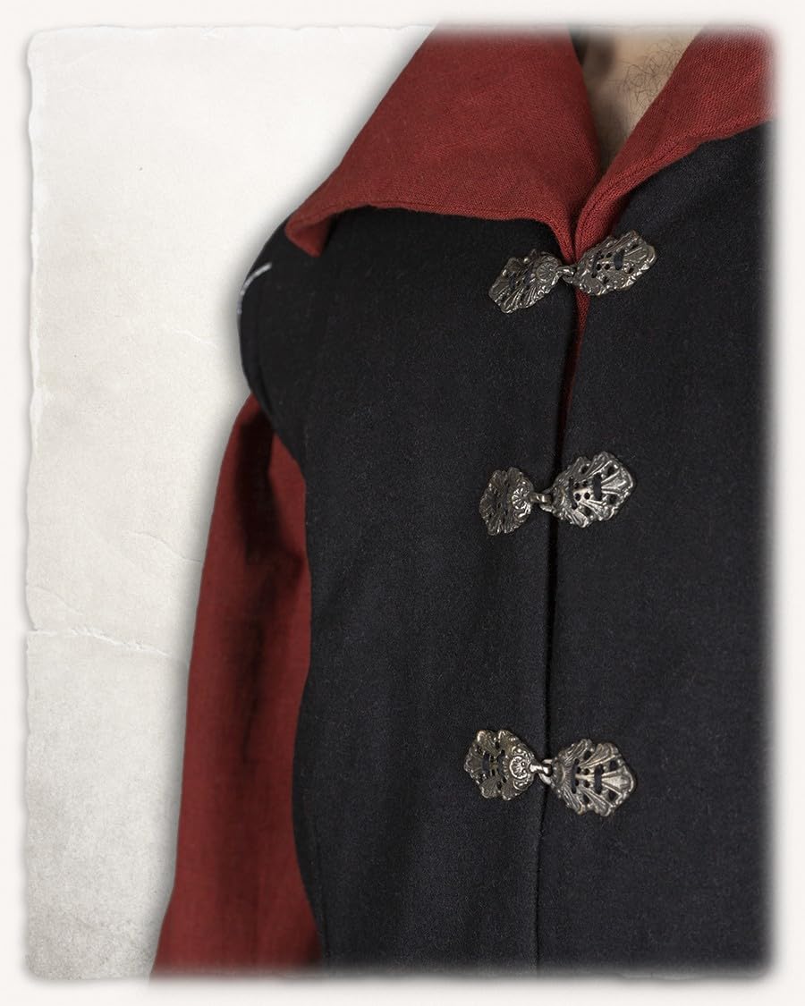 MYTHOLON Weste Geoffrey Doublet Canvas schwarz, XXL, Mittelalter Herren, Ritterwams, edle Weste, Lan