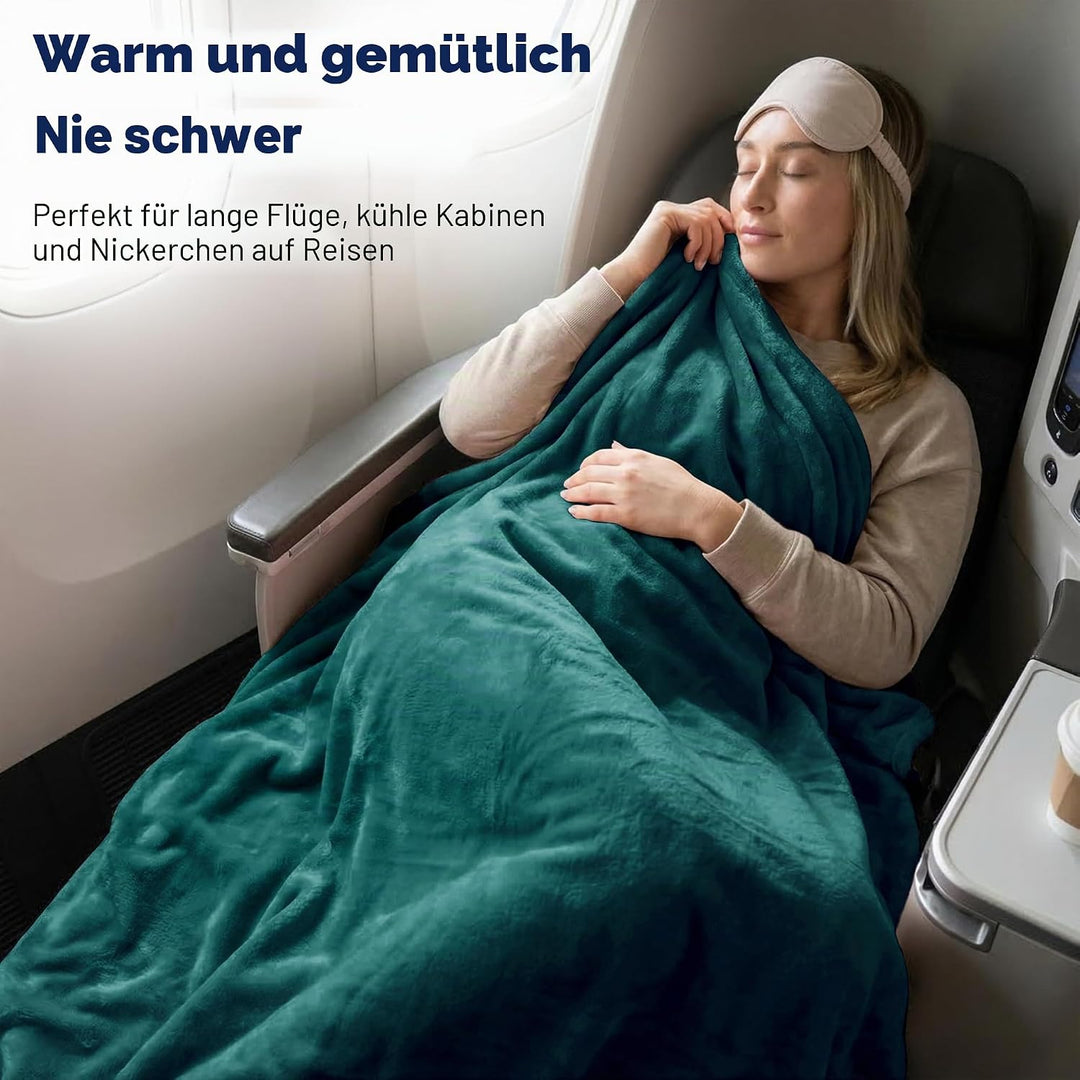 EverSnug Reisedecke und -Kissen - hochwertige, weiche 2-in-1-Flugzeugdecke mit weichem Kopfkissenbez