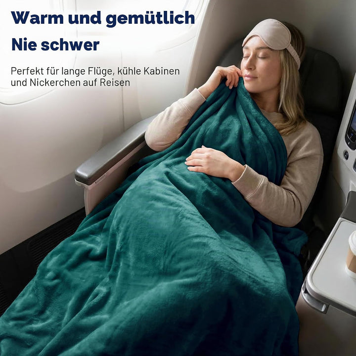 EverSnug Reisedecke und -Kissen - hochwertige, weiche 2-in-1-Flugzeugdecke mit weichem Kopfkissenbez