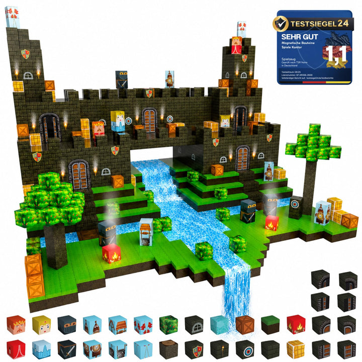 Spiele Kontor Magnetische Bausteine Ritterburg - 150 Stück Magnetbausteine | Kinderspielzeug für Jun