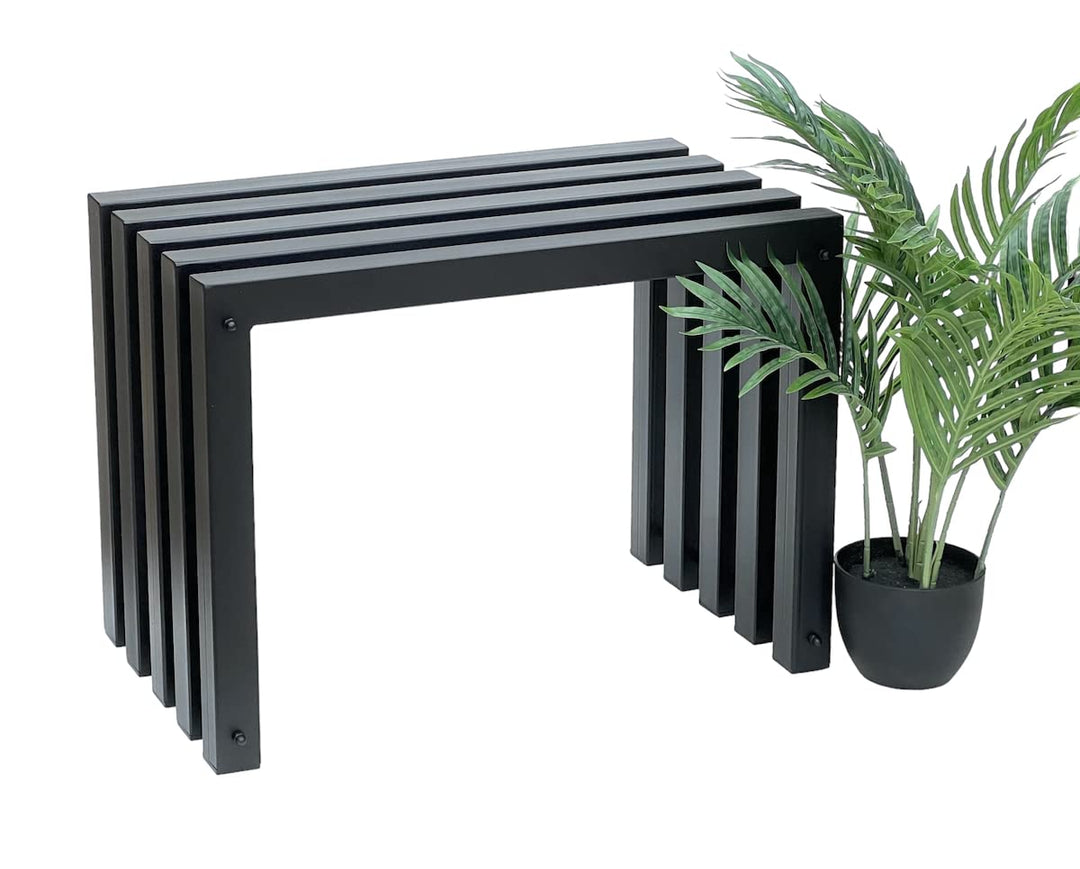 DanDiBo Hocker Metall Schwarz Sitzbank Massiv Wetterfest 60 cm Sitzhocker 96446 Modern Bank Lamellen
