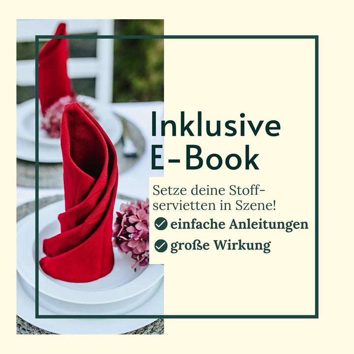 BewusstGrün I 12 Faire &amp; Nachhaltige Stoffservietten + Faltanleitungen I 100% Bio-Baumwolle I 45x45