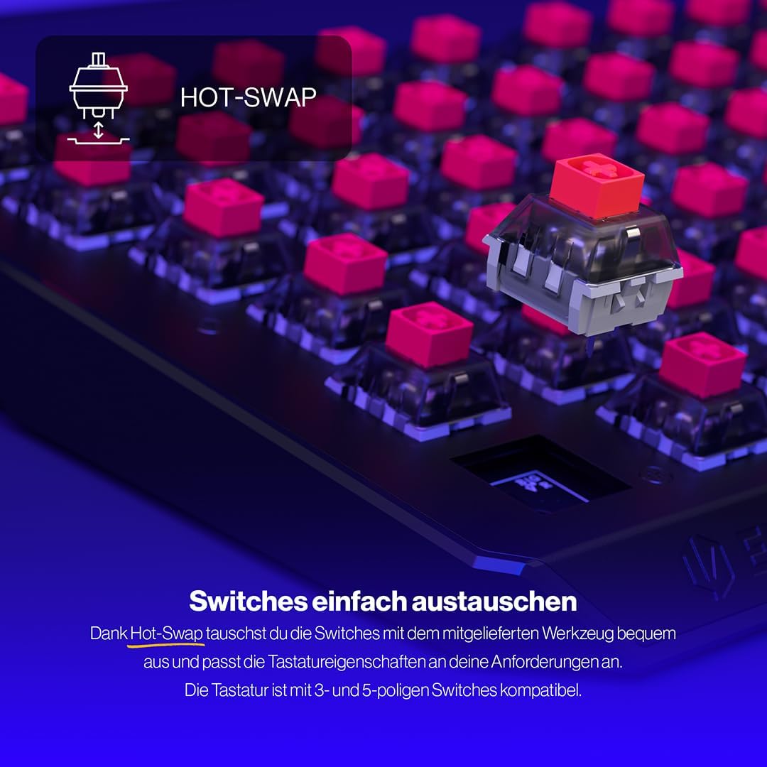 ENDORFY Thock 75% Wireless Red, 75% Wireless Mechanical Keyboard, QWERTY, Kailh Box Red switches, RG