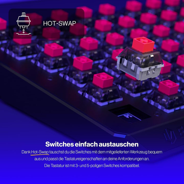 ENDORFY Thock 75% Wireless Red, 75% Wireless Mechanical Keyboard, QWERTY, Kailh Box Red switches, RG