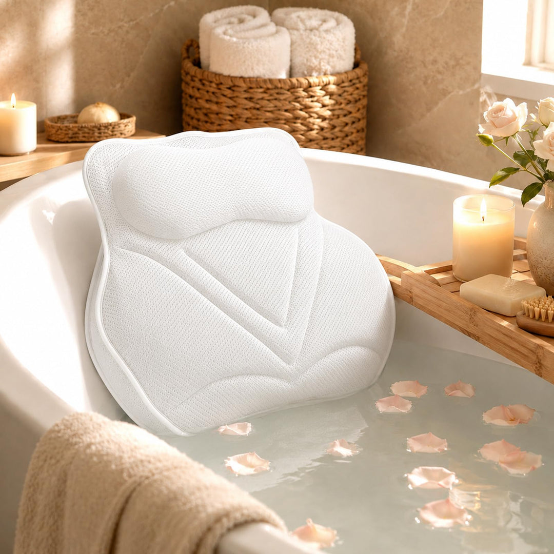 Badewannenkissen &amp; Poolkissen mit 5D Air Mesh - Ergonomisches Badewannenkissen Nacken &amp; Rücken mit 7