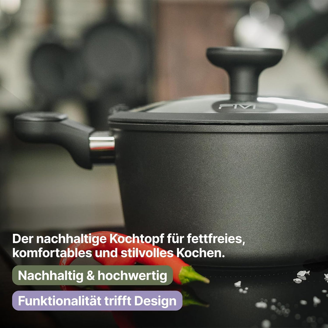 FIVI Kochgeschirr-Set 12-teilig SOPHIA, GUIDO, KURT, UTZ, ALICE mit Glasdeckeln | Verschiedene Gröss