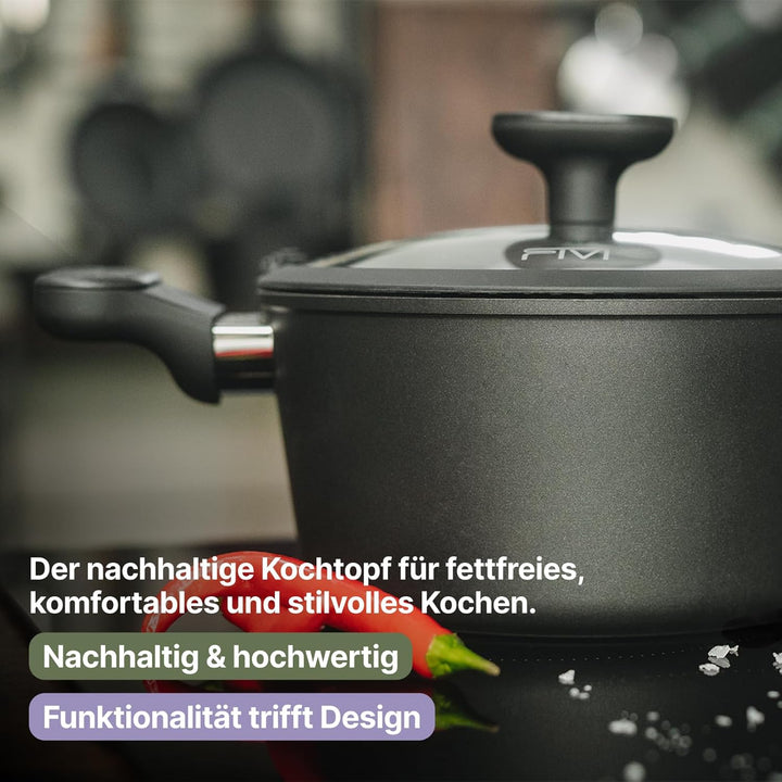 FIVI Kochgeschirr-Set 12-teilig SOPHIA, GUIDO, KURT, UTZ, ALICE mit Glasdeckeln | Verschiedene Gröss