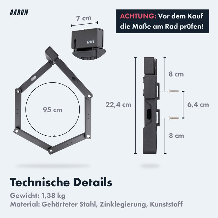 AARON Shield Fahrradschloss - sicheres Faltschloss Stufe 14, patentiertes Hochsicherheitsschloss mit
