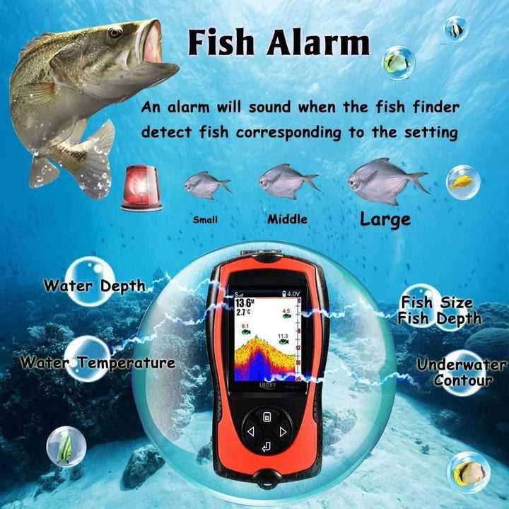 LUCKY Tragbarer Fischfinder Wandler Sonarsensor Wasser Tiefenmesser LCD Bildschirm Echolot Fischfind