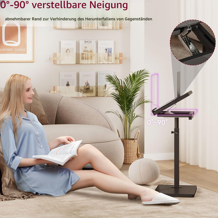 IBUYKE Beistelltisch C Form, 360° Rotierbarer/Höhenverstellbar/Flip Sofatisch, für Telefon/Tablet/La