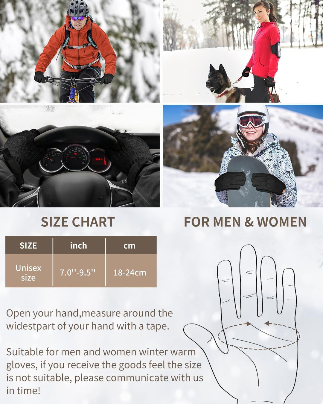 ARFNKIM Damen Winterhandschuhe mit Fleecefutter, Touchscreen Warme Gedehnt Dicke Strickhandschuhe Wo