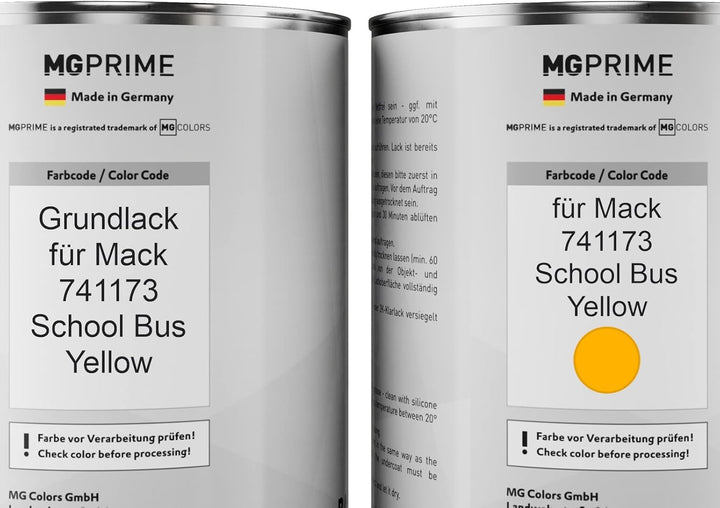 MG PRIME Autolack Dose Set für Mack 741173 School Bus Yellow Grundlack Basislack 2K Klarlack Härter