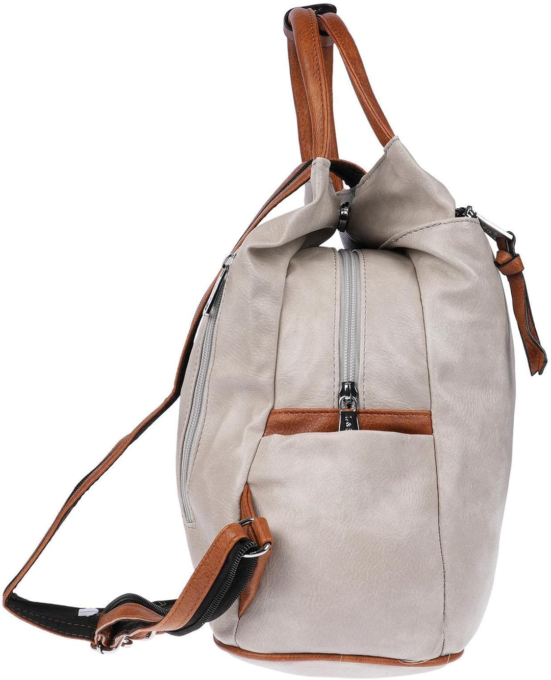 Christian Wippermann grosser Damen City Rucksack Tasche Body Bag Leder Optik Schultertasche Grau, Gr