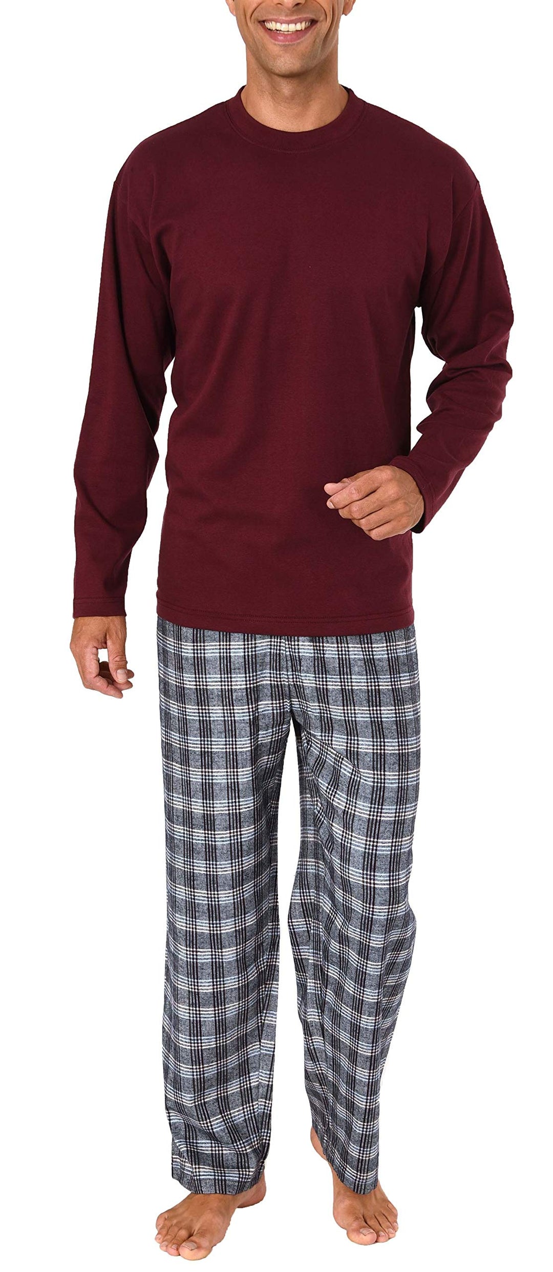 Herren Schlafanzug Pyjama lang mit Flanell Hose - auch in Übergrössen - 281 101 90 997, Grösse2:60,