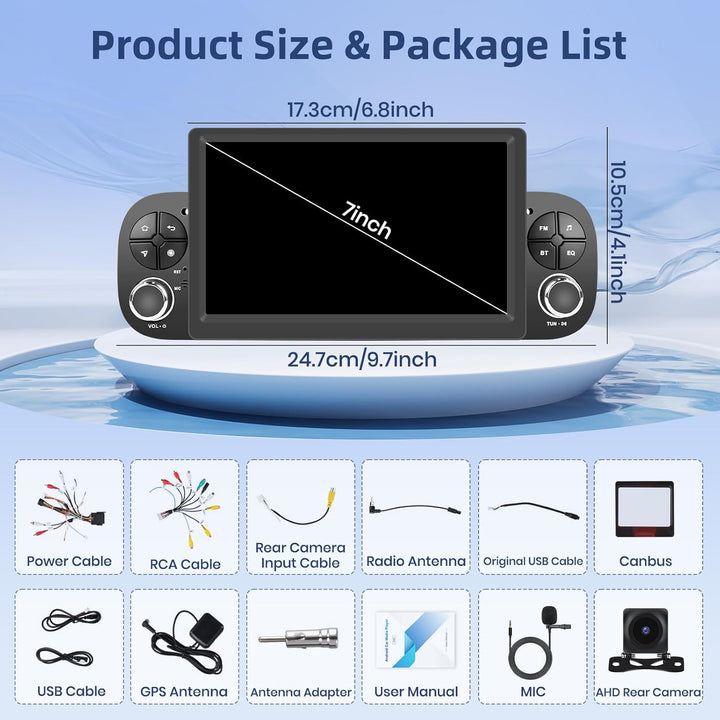 Hikity [4+64GB] Android 15 Autoradio für FIAT Panda 2013-2020 Radio CarPlay Android Auto Wireless Bi