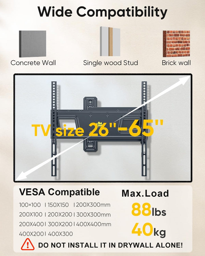 FORGING MOUNT ±90° Rotation Landschafts/Hochformat TV Wandhalterung für 26-65 Zoll Flach/Curved Fern