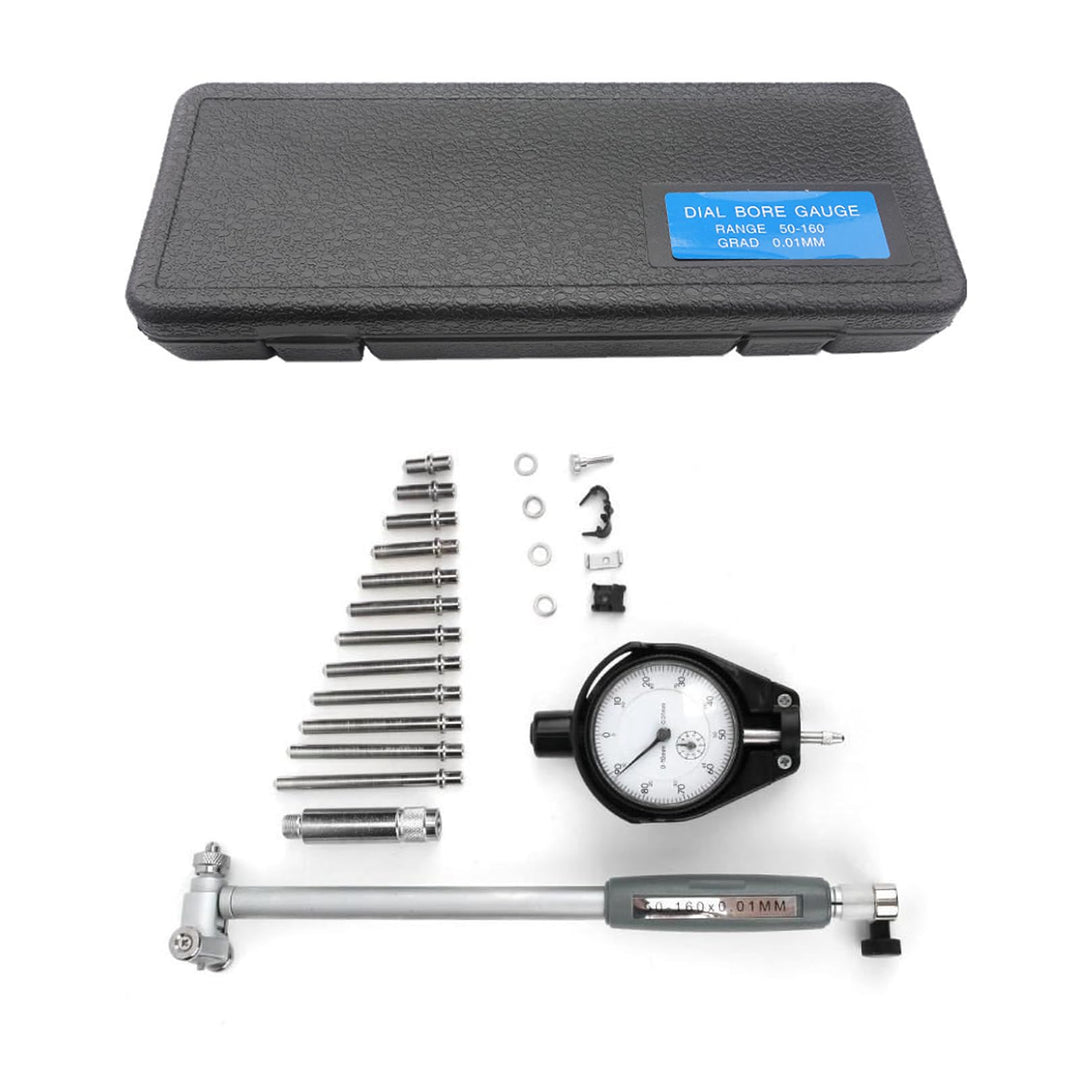 Innenmikrometer, Bohrungslehre Messuhr set 50-160mm Hohe Präzision 0,001mm Messuhr mit 12 Sonden, In