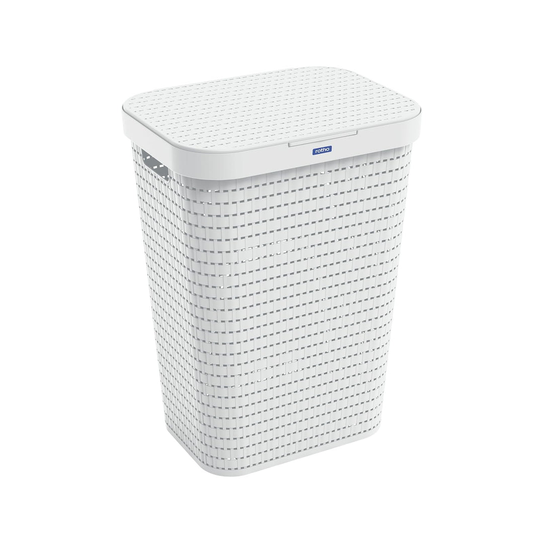Rotho Country Wäschesammler 55l, weiss, 55l (42.0 x 32.2 x 57.7 cm)