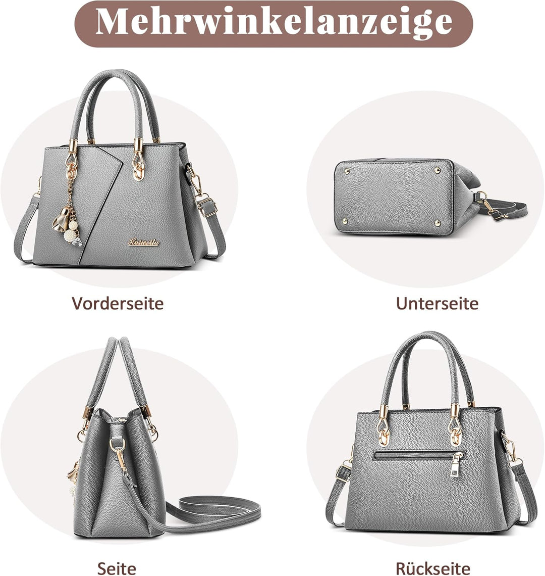 DORRISO Mode Handtasche Damen Elegant Tote Tasche mit Schickem Blumenanhänger Henkeltasche für Einka