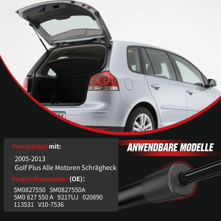 Gasfeder Heckklappe kompatibel mit VW Golf Plus 5M1 (2005–2013), OTUAYAUTO 2 Stück Heckklappendämpfe